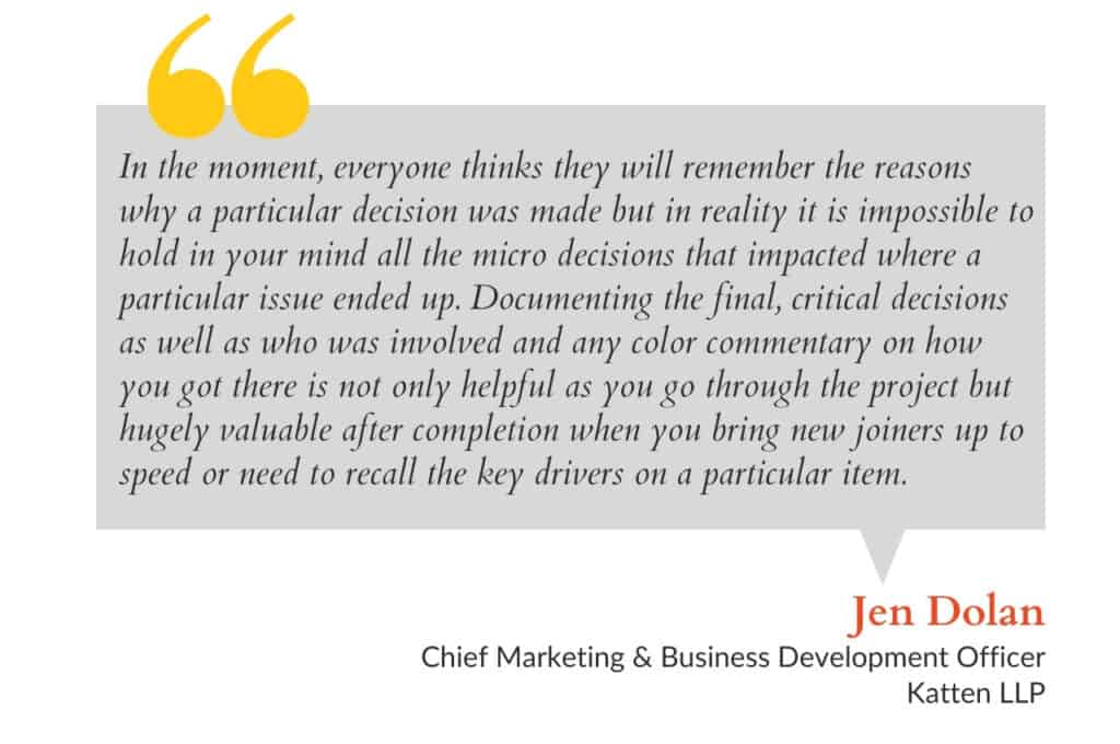 Jen Dolan on the importance of maintaining a decisions document.